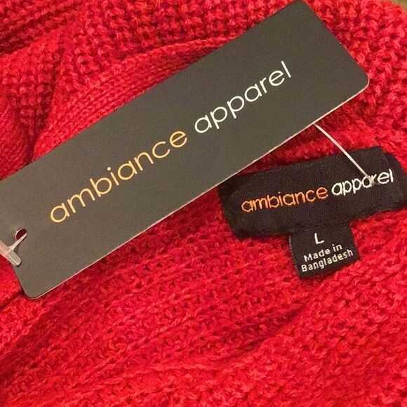 Ambiance Apparel Red Criss Cross Back Tunic Sweater NEW - Picture 12 of 13